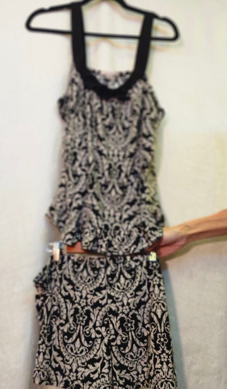 Pajama Short Set Sz Extra Large Linea Donatella Stappy Flowy Top Pull on Bottom